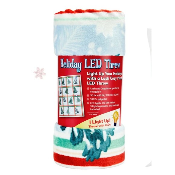 LED Christmas Tree Throw Blanket Soft Cozy Holiday Decor 3 Lighting Modes New - Picture 7 of 8